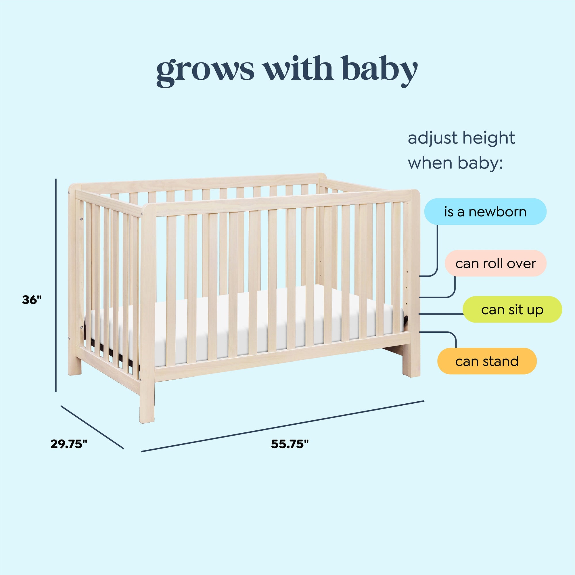 F11901NX,Carter's,Colby 4-in-1 Low-profile Convertible Crib in Washed Natural
