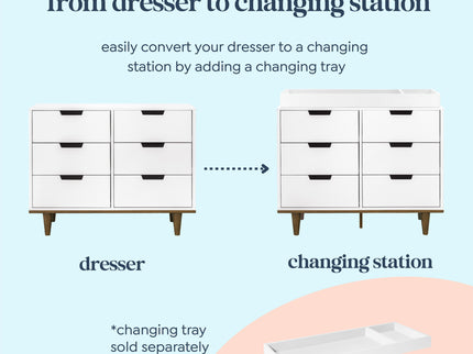 W4926WL,DaVinci,Marley 6-Drawer Double Dresser in White/Walnut