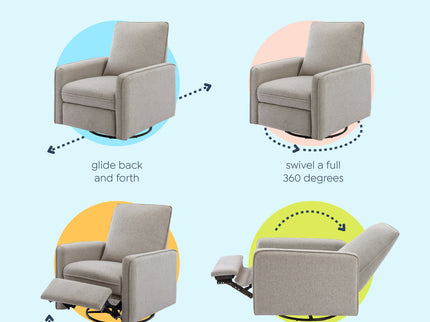 M19387PGEW,DaVinci,Penny Swivel Recliner in Performance Grey Eco-Weave