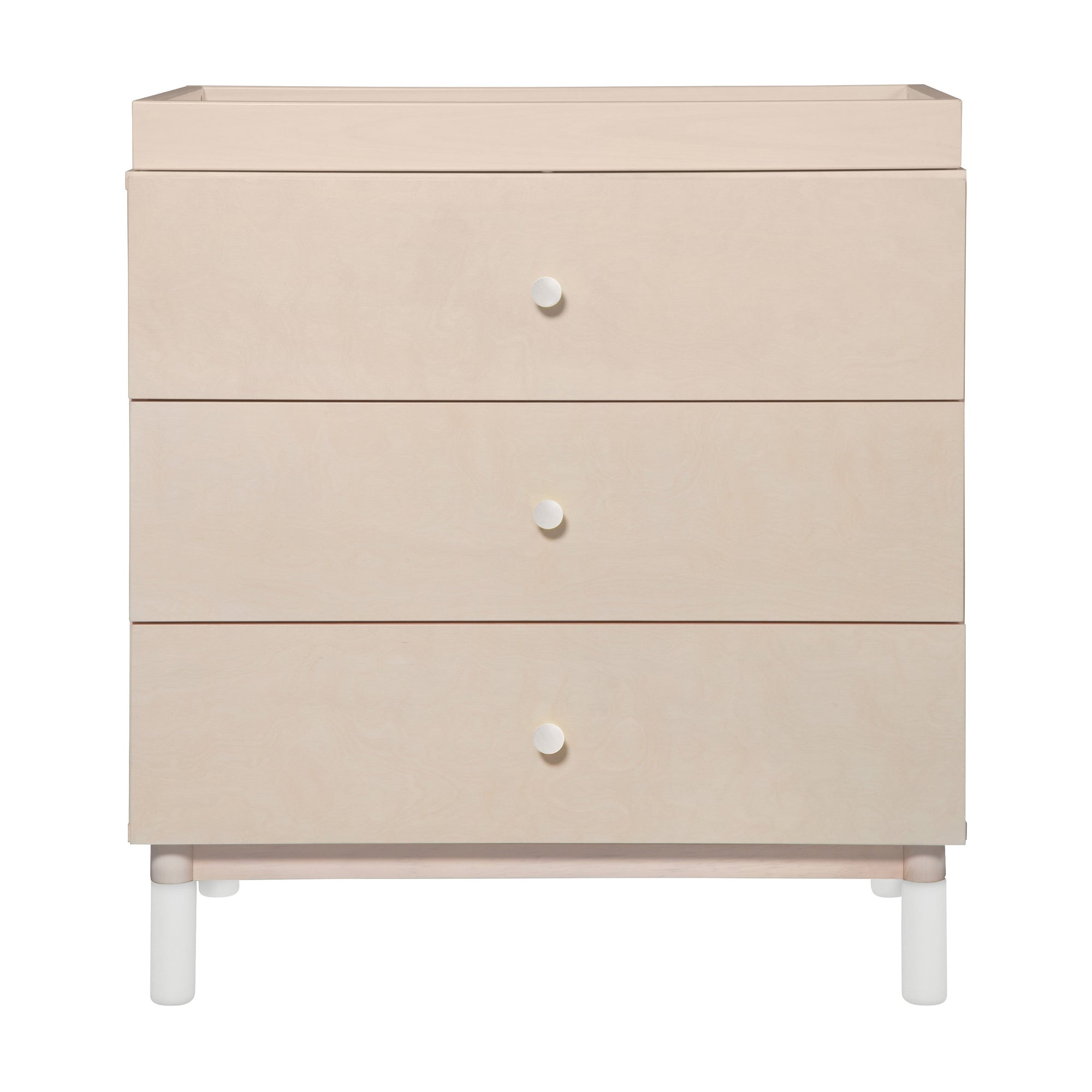 M12923NXW,Babyletto,Gelato 3-Drawer Changer Dresser  White Feet w/Removable Changing Tray in Washed Natural