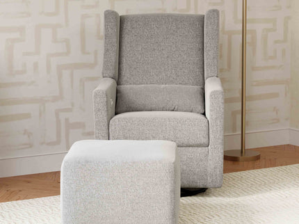 M26385PGEWLB,Babyletto,Kiwi Gliding Ottoman in Performance Grey Eco-Weave w/ Light Wood Base
