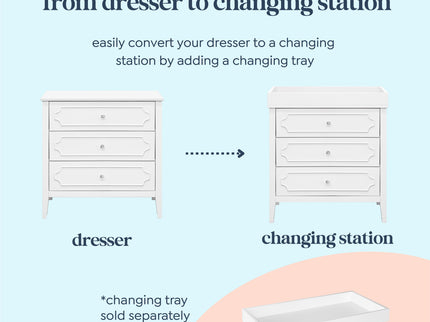 M11423W,DaVinci,Chloe Regency 3-Drawer Dresser in White