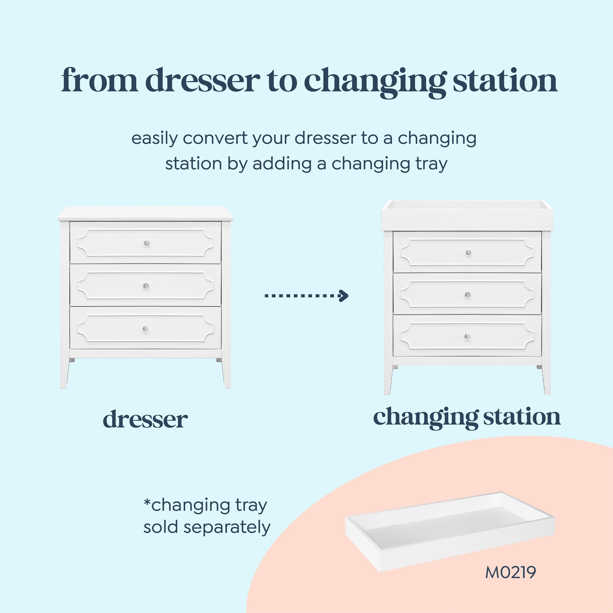 M11423W,DaVinci,Chloe Regency 3-Drawer Dresser in White
