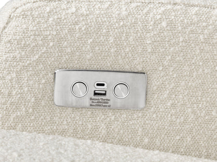 M22286WBLB,Namesake,Crewe Electronic Swivel Glider Recliner in Ivory Boucle w/Light Wood Base