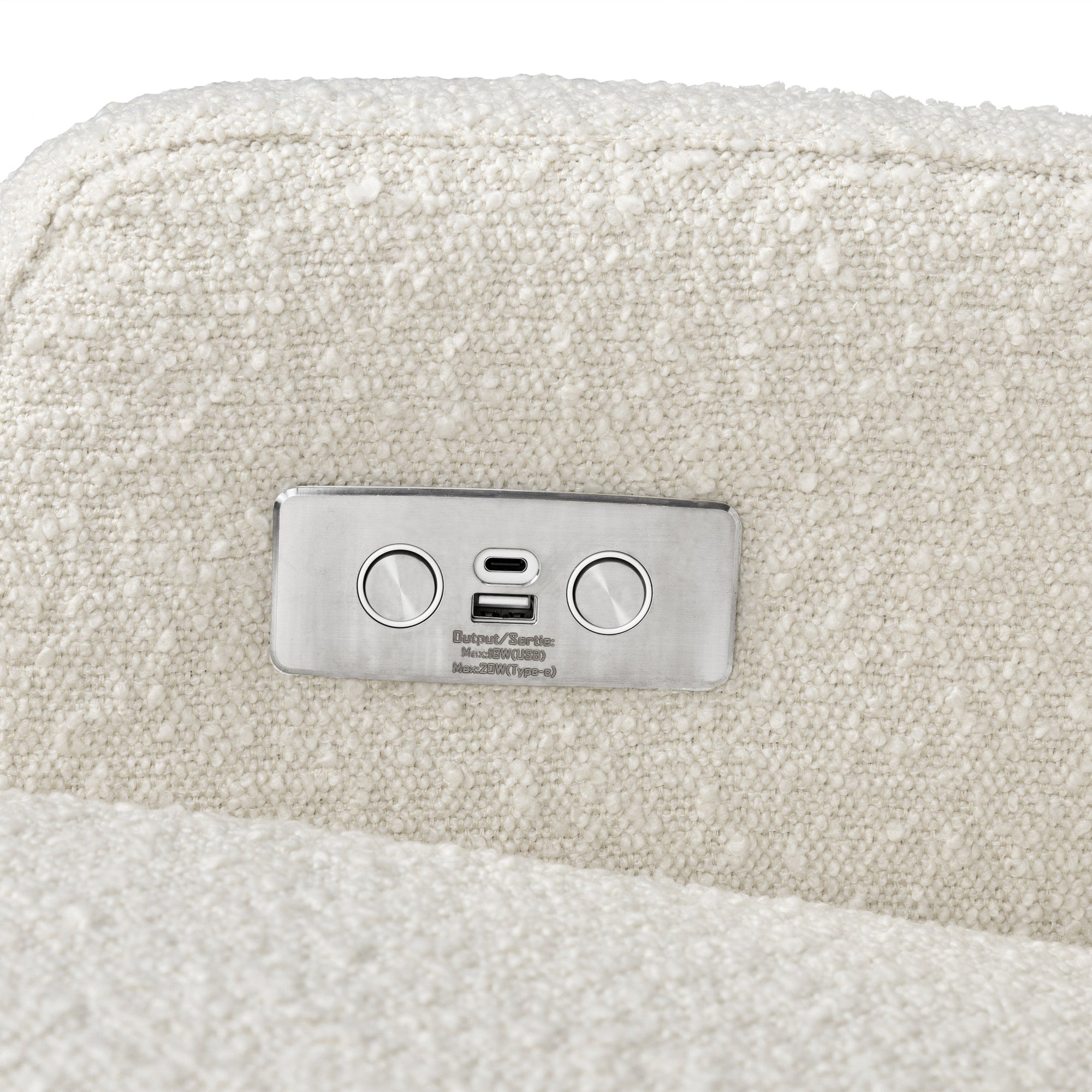 M22286WBLB,Namesake,Crewe Electronic Swivel Glider Recliner in Ivory Boucle w/Light Wood Base