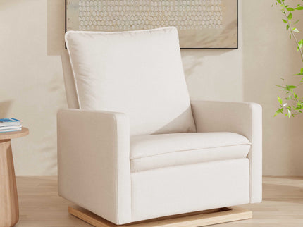 M20984PCMEWLB,Babyletto,Cali Pillowback Chair and a Half Glider in Performance Cream Eco-Weave w/ Light Wood Base