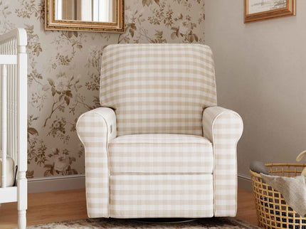 B17787TGH,Monogram by Namesake,Monroe Pillowback Power Recliner in Tan Gingham