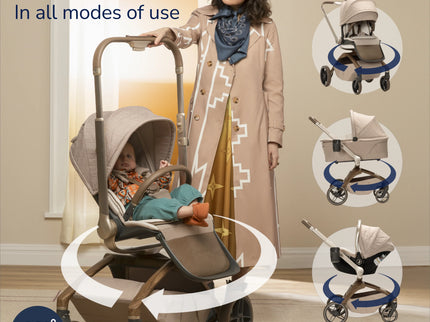 Tana 360° Rotating Modular Stroller with Carriage Accessory in Natural Heritage