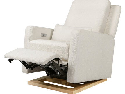 M23085WBLB,Babyletto,Sigi Glider Recliner w/ Electronic Control and USB in Ivory Boucle w/Light Wood Base