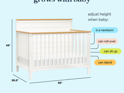 M27201RWHY,DaVinci,Shea 4-in-1 Convertible Crib in Warm White and Honey