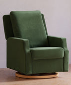 Forest Green Velvet with Light Wood Base