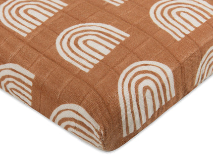 T29033,Babyletto,Rainbow Muslin All-Stages Midi Crib Sheet in GOTS Certified Organic Cotton