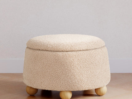 M30985CSGHF,Namesake,Tuffet Storage Ottoman in Chai Shearling w/Honey Ball Feet
