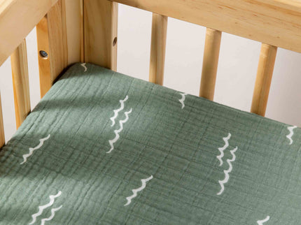 T27134,Babyletto,Ocean Waves Muslin All-Stages Bassinet Sheet in GOTS Certified Organic Cotton