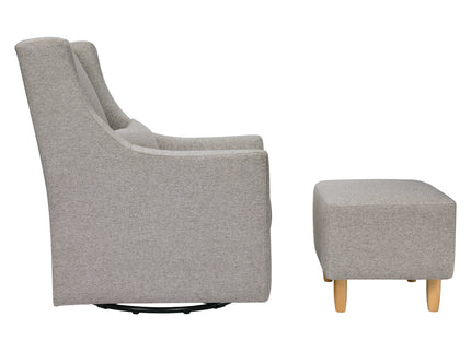 M11287PGEW,Babyletto,Toco Swivel Glider and Ottoman in Performance Grey Eco-Weave w/Natural Feet