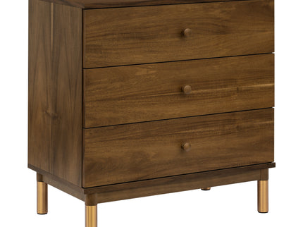 M12923NLGLD,Babyletto,Gelato 3-Drawer Changer Dresser  Gold Feet w/Removable Changing Tray in Natural Walnut