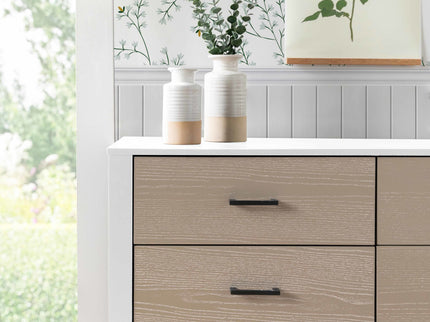 F23226WCWD,Carter's,Radley 6-Drawer Dresser in White & Coastwood