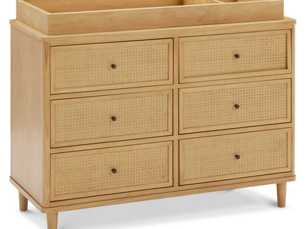 M23716HYHC,Namesake,Marin with Cane 6 Drawer Assembled Dresser in Honey and Honey Cane
