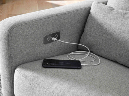 M23085PGEWLB,Babyletto,Sigi Glider Recliner w/ Electronic Control and USB in Performance Grey Eco-Weave w/Light Wood Base