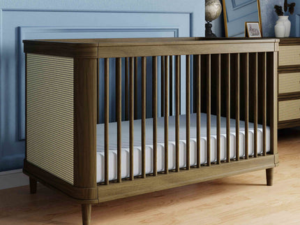 M23701NLBC,Namesake,Marin with Cane 3-in-1 Convertible Crib in Natural Walnut and Blonde Cane