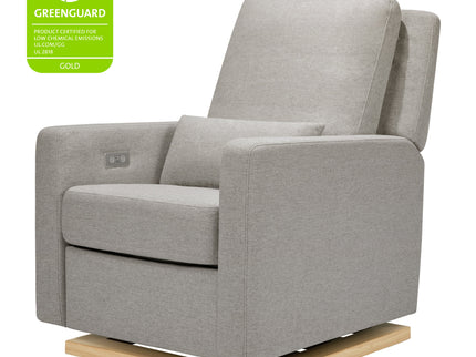 M23085PGEWLB,Babyletto,Sigi Glider Recliner w/ Electronic Control and USB in Performance Grey Eco-Weave w/Light Wood Base