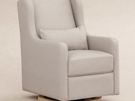 M22187PBEWLB,Babyletto,Wally Swivel Glider in Performance Beach Eco-Weave w/ Light Wood Base