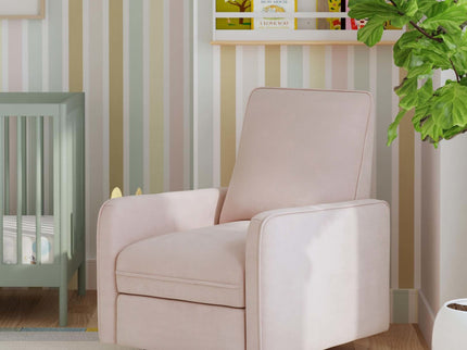 M19387PBPEW,DaVinci,Penny Swivel Recliner in Performance Pale Blush Pink Eco-Weave