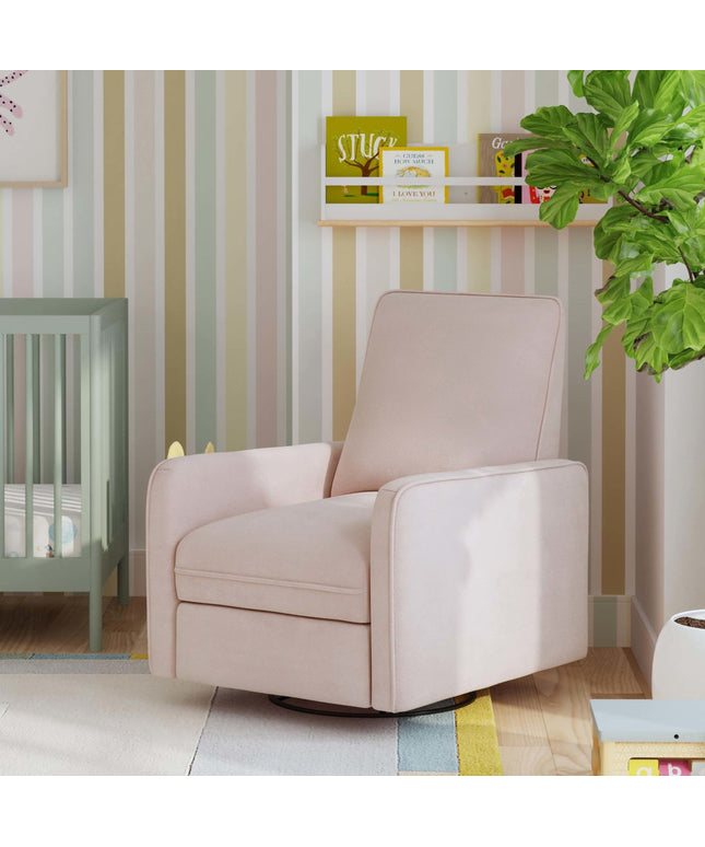 M19387PBPEW,DaVinci,Penny Swivel Recliner in Performance Pale Blush Pink Eco-Weave