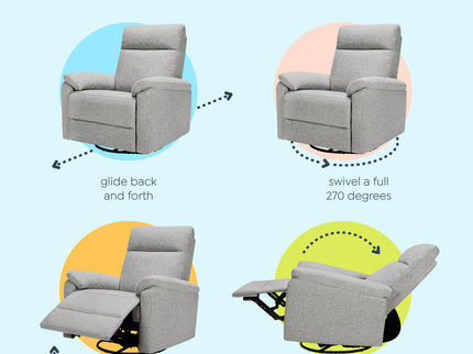 M24388FTG,DaVinci,Suzy Electronic Swivel Recliner in Frost Grey