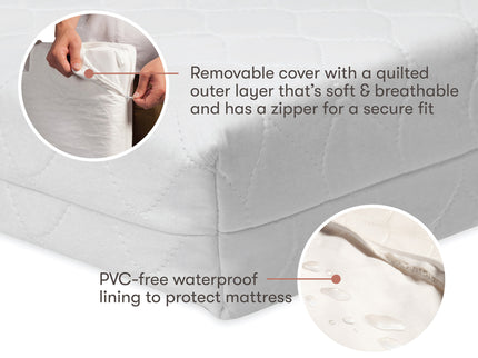 M5346C,Babyletto,Pure Core Non-Toxic Mini Crib Mattress with Hybrid Cover