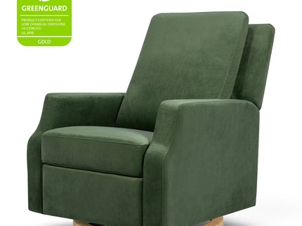 M22287FGVLB,Namesake,Crewe Recliner and Swivel Glider in Forest Green Velvet w/Light Wood Base