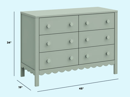 M27826LS,DaVinci,Sammy Scallop 6-Drawer Dresser in Light Sage