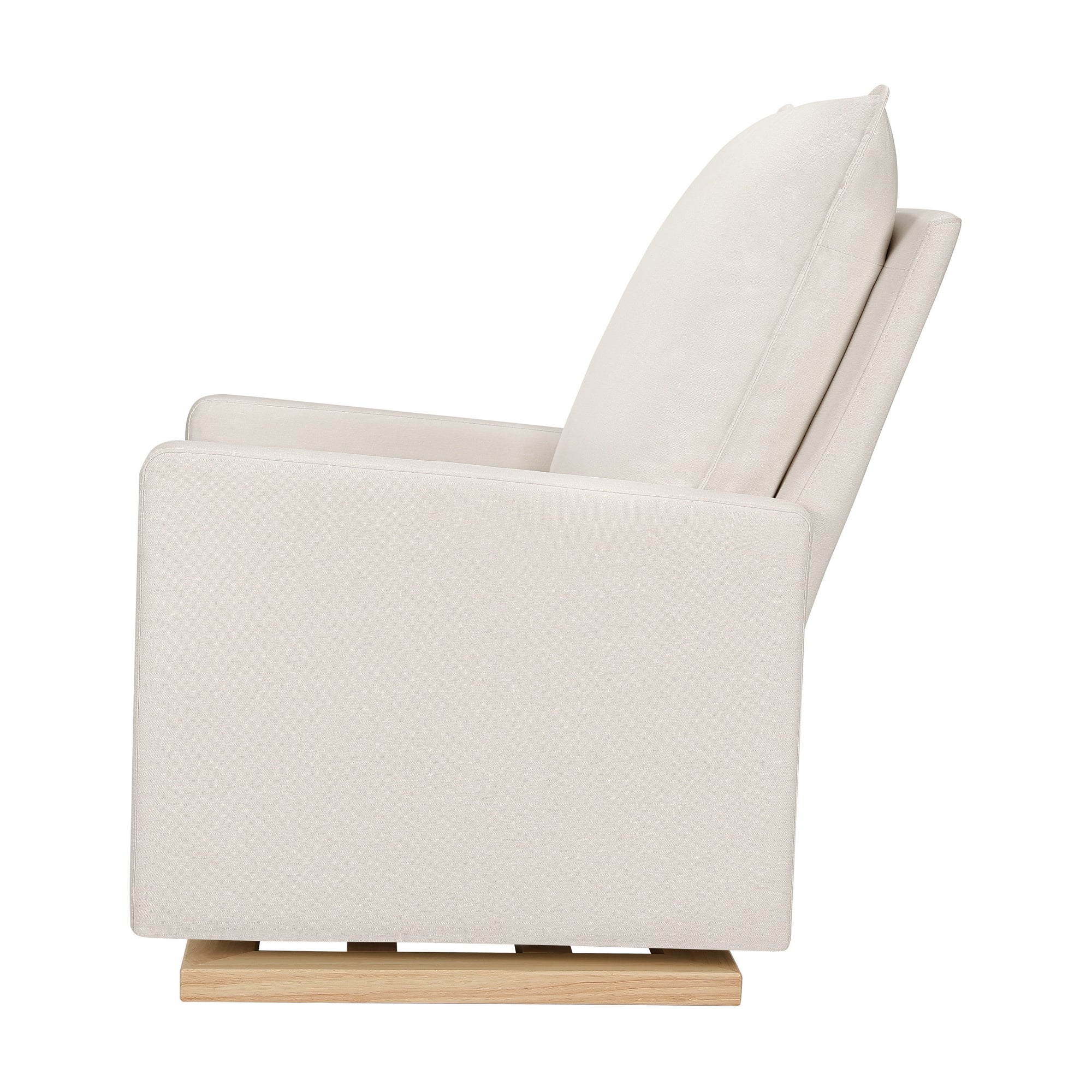 M20984PCMEWLB,Babyletto,Cali Pillowback Chair and a Half Glider in Performance Cream Eco-Weave w/ Light Wood Base