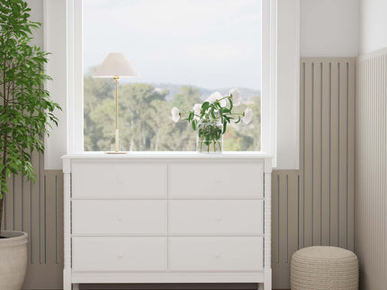 M7326W,DaVinci,Jenny Lind Spindle 6-Drawer Dresser in White