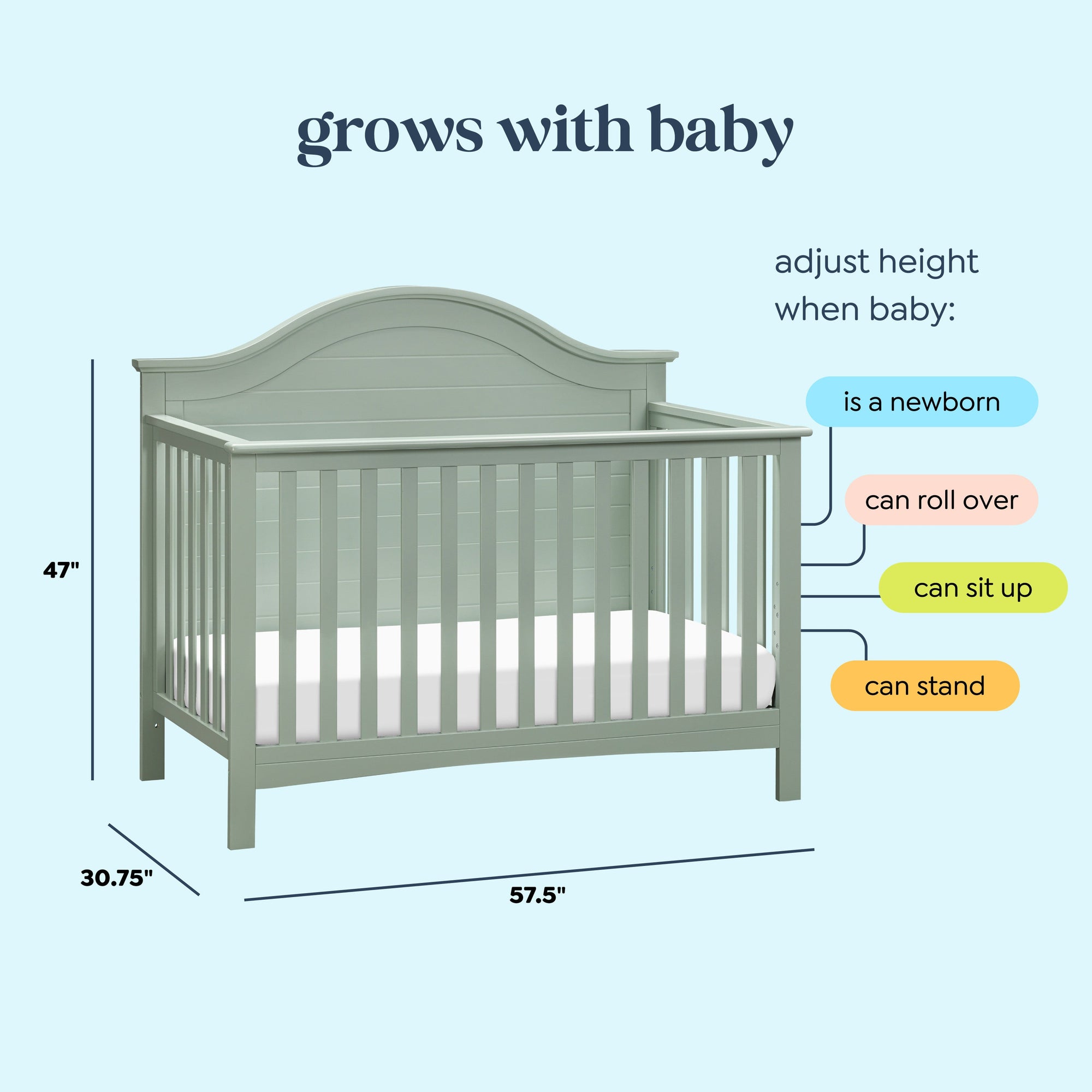 F16901LS,Carter's,Nolan 4-in-1 Convertible Crib in Light Sage