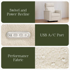 M17186PWB,Namesake,Willa Plus Power Glider Recliner w/ Power Headrest in Performance Ivory Boucle