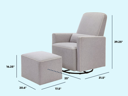 M11687GCM,DaVinci,Olive Glider and Ottoman in Grey Finish w/Cream Piping