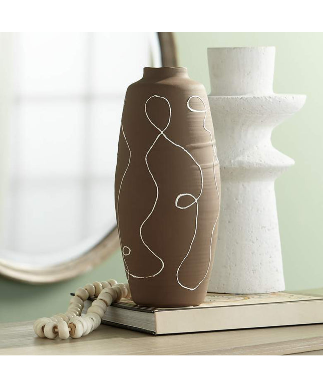 Zulu 13" High Matte Brown Decorative Vase