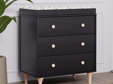 M9023BNX,Babyletto,Lolly 3-Drawer Changer Dresser w/Removable Changing Tray in Black/Washed Natural