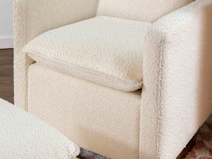 M20987WBG,Babyletto,Cali Pillowback Swivel Glider in Ivory Boucle w/ Gold Base