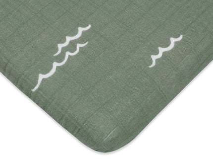 T27134,Babyletto,Ocean Waves Muslin All-Stages Bassinet Sheet in GOTS Certified Organic Cotton