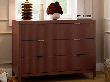 M26716CR,Namesake,Brimsley Tambour 6-Drawer Assembled Dresser in Crimson