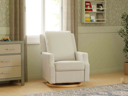 M22286FCSLB,Namesake,Crewe Electronic Swivel Glider Recliner in Fog Chatham Stripe Performance Eco-Weave w/LB