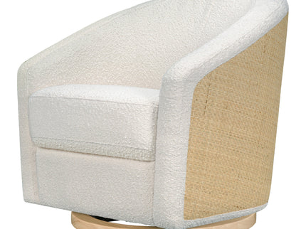 M5887WBCL,Babyletto,Madison Swivel Glider in Ivory Boucle and Cane w/Light Wood Base