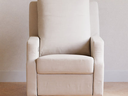 M22286PCMEWLB,Namesake,Crewe Electronic Swivel Glider Recliner in Performance Cream Eco-Weave w/Light Wood Base