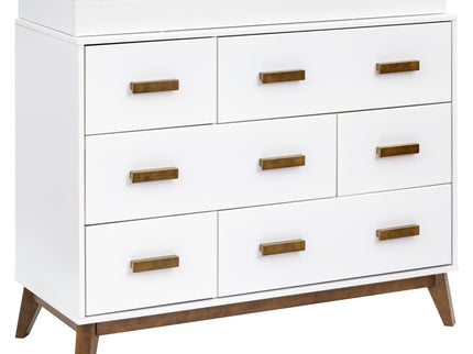 M5826WNL,Babyletto,Scoot 6-Drawer Dresser in White/Natural Walnut
