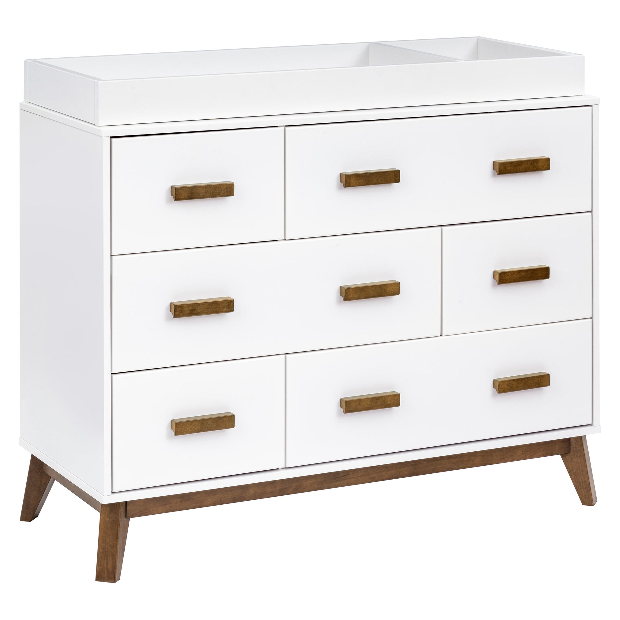M5826WNL,Babyletto,Scoot 6-Drawer Dresser in White/Natural Walnut